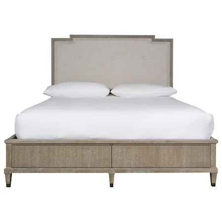 California King Harmony Storage Bed with Upholstered Headboard